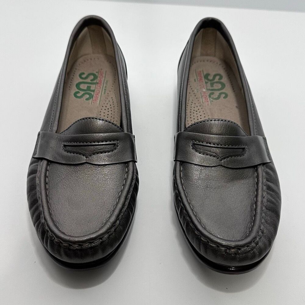 SAS Tripad Comfort Women Size 6.5 N Gray Leather Comfort Penny Loafers